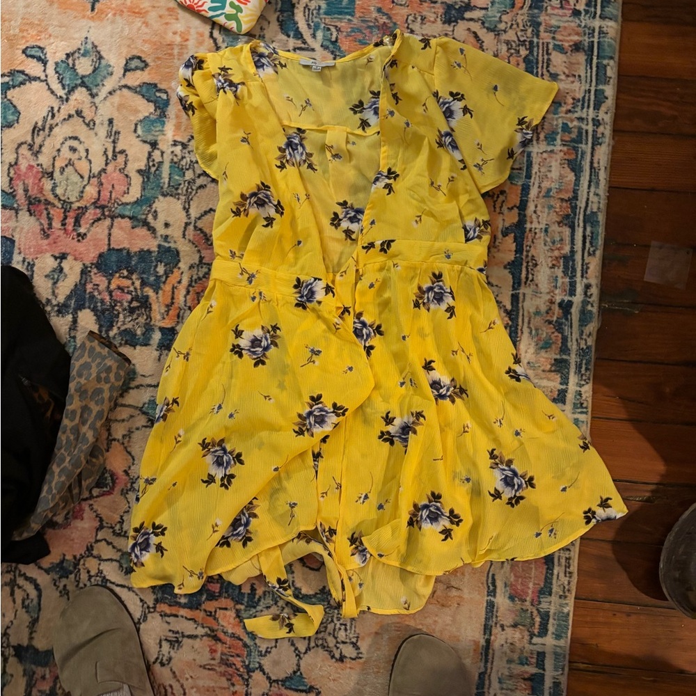 Coco Bianco Yellow Floral Mini Dress